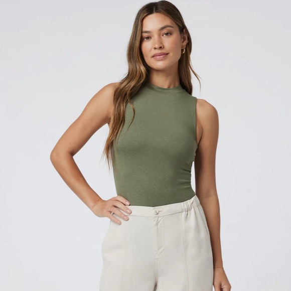 Vuori Tops - NWT Vuori Halo Mock Bodysuit in Dark Metal Heather Green S